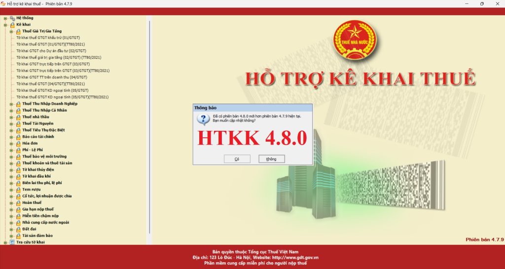 Cập nhật HTKK 4.8.0 ngày 19/04/2022
